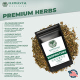 Elephantal Wellness Premium Respiratory Herbal Tea | Lung Detox, Mucus Cleanse & Breathing Support with Mullein, Eucalyptus, Thyme & Lungwort |