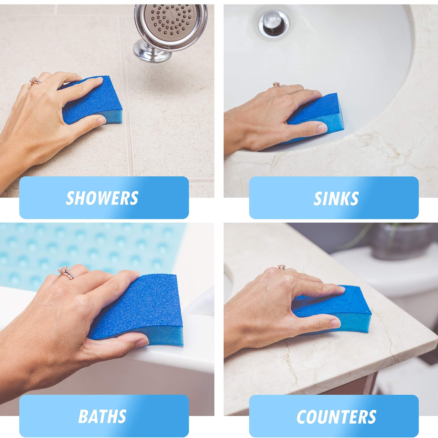 Elitra Home Heavy Duty Scrubber Sponge with Smell Resistant Hydrophilic Foam Technology, Odorless - Blue, Pack of 24