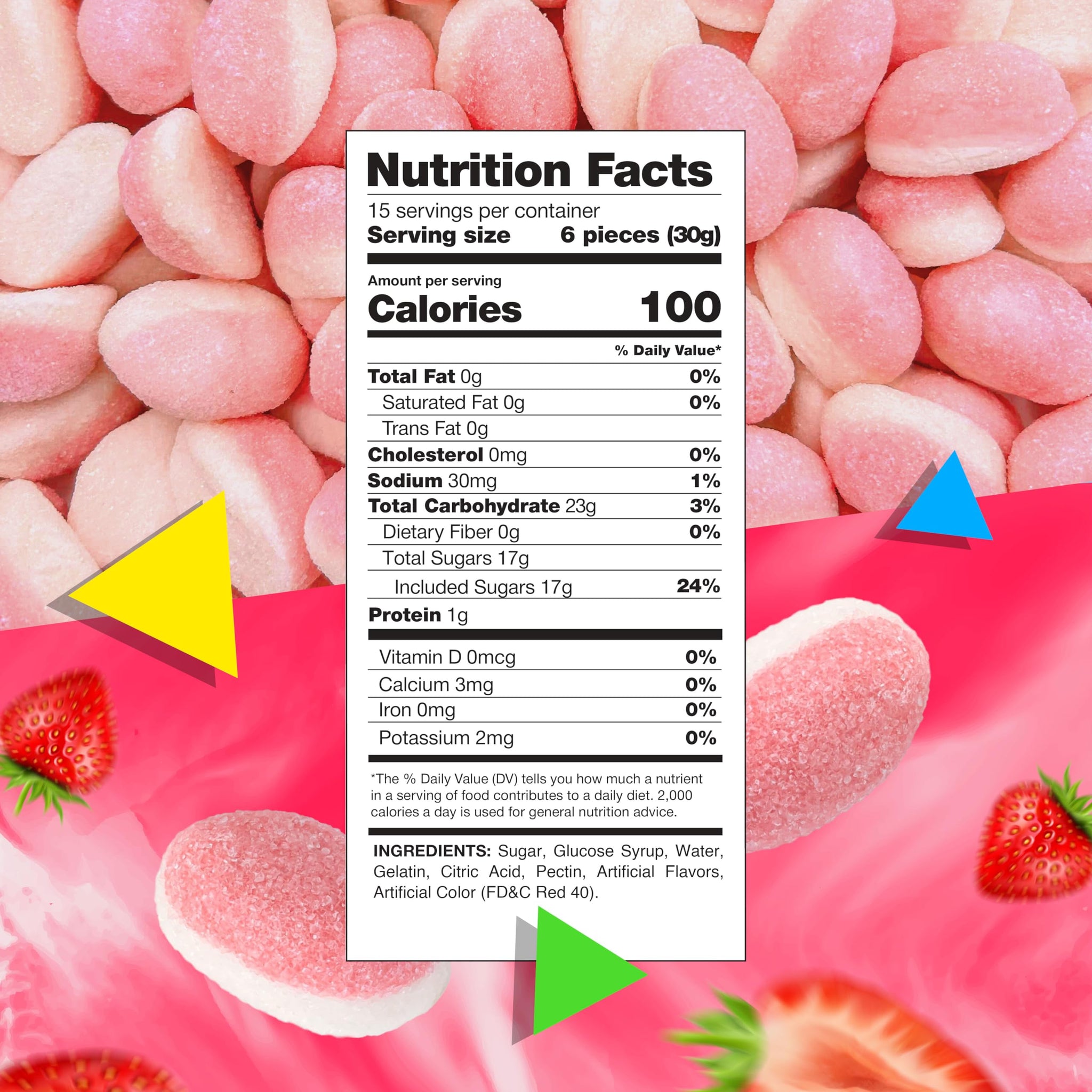 Strawberry Gummies | 1 Pound Bag | Puffy Strawberry Gummy Candy | Pink Candies for Baby Shower & Gender Reveal Parties | Soft Pink Drops for Girls'