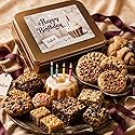 Happy Birthday Gourmet Gift Basket - Fresh Baked Cookie & Brownie Assortment in Elegant Reusable Tin Box - Birthday Food Gifts for Mom, Dad, Friends