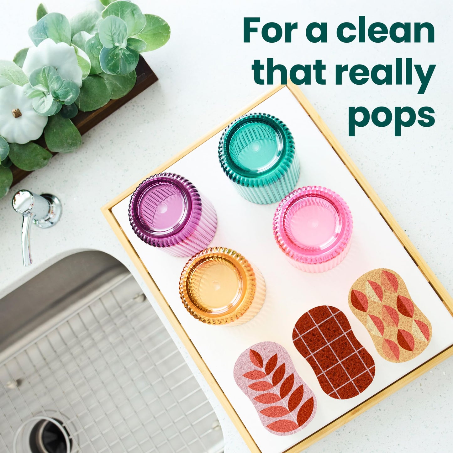 Scotch-Brite Harvest Pop Up Kitchen Sponges, Unique Compressed Kitchen Sponge for Cleaning Gently, Autumn Pattern Dish Sponge that Expands in Water, 3