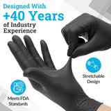 Hand-E Touch Black Nitrile Disposable Gloves Large, 50 Count - BBQ, Tattoo, Hair Dye, Cooking, Mechanic Gloves - Powder and Latex Free - Tattoo
