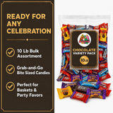 Monster Candy Bulk Chocolate Variety Pack - 10 Lb Individually Wrapped Candy Assortment for Basket Stuffers, Celebration & Party - July 4th