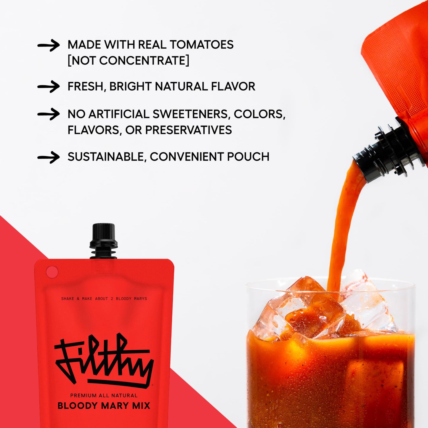 Filthy Bloody Mary Mix, Premium Cocktail Mixer, All-Natural, Travel Friendly for Vacation, Brunch, Home Bars and Hosting, Made From Real Tomatoes, 8
