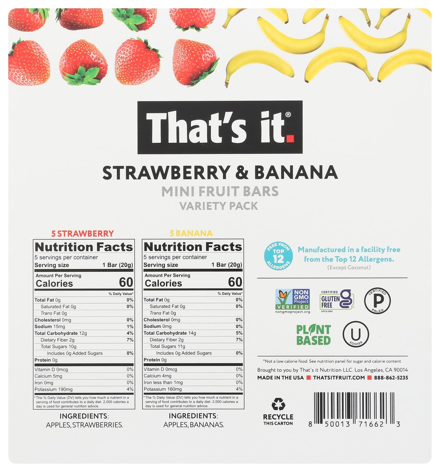 Thats it Strawberry & Banana Mini Fruit Bars, 7 OZ