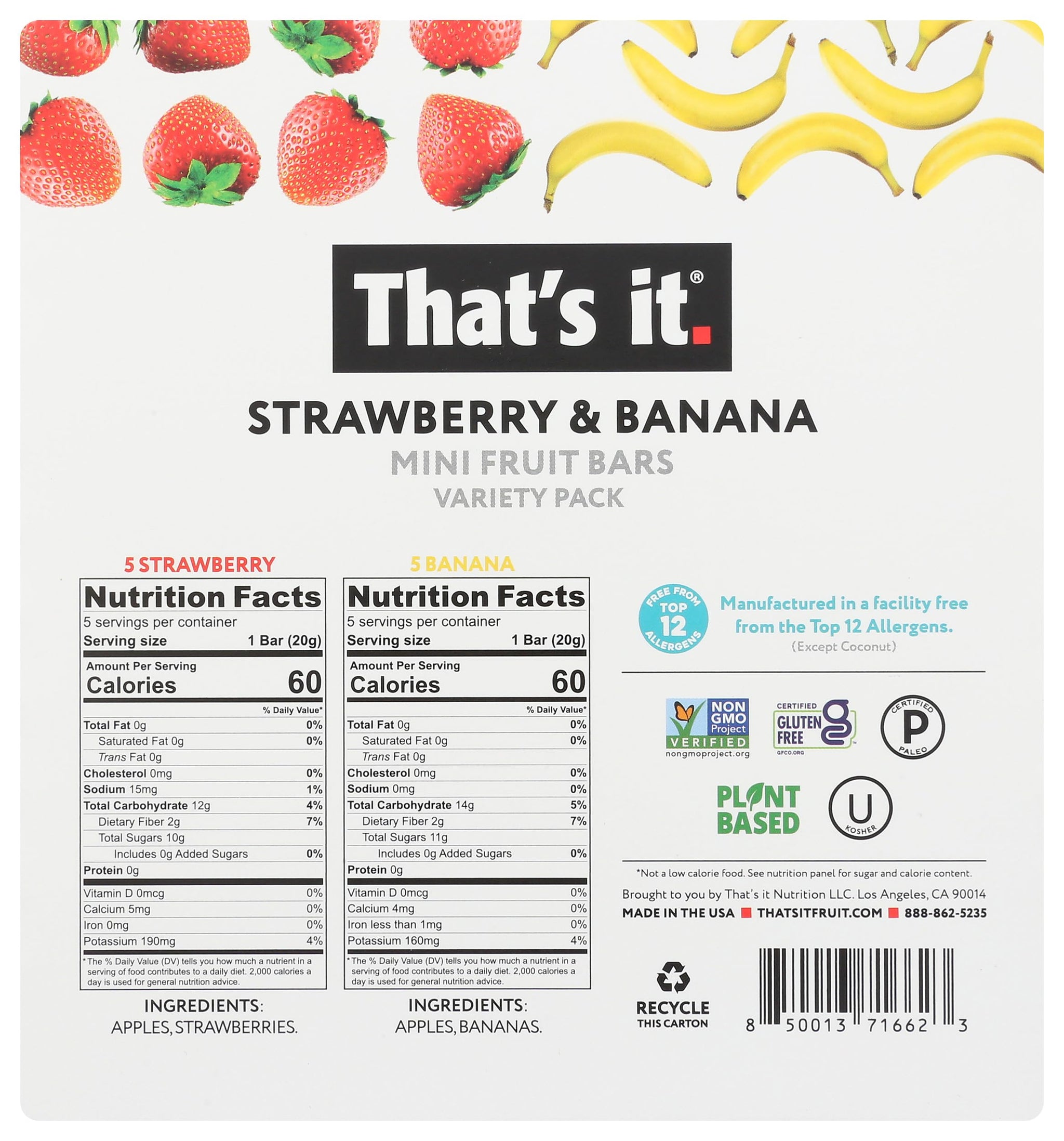 Thats it Strawberry & Banana Mini Fruit Bars, 7 OZ