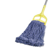 Amazon Basics Loop-End Synthetic Mop Head, 5-Inch Headband, Large, Machine Washable, Blue, 6-Pack