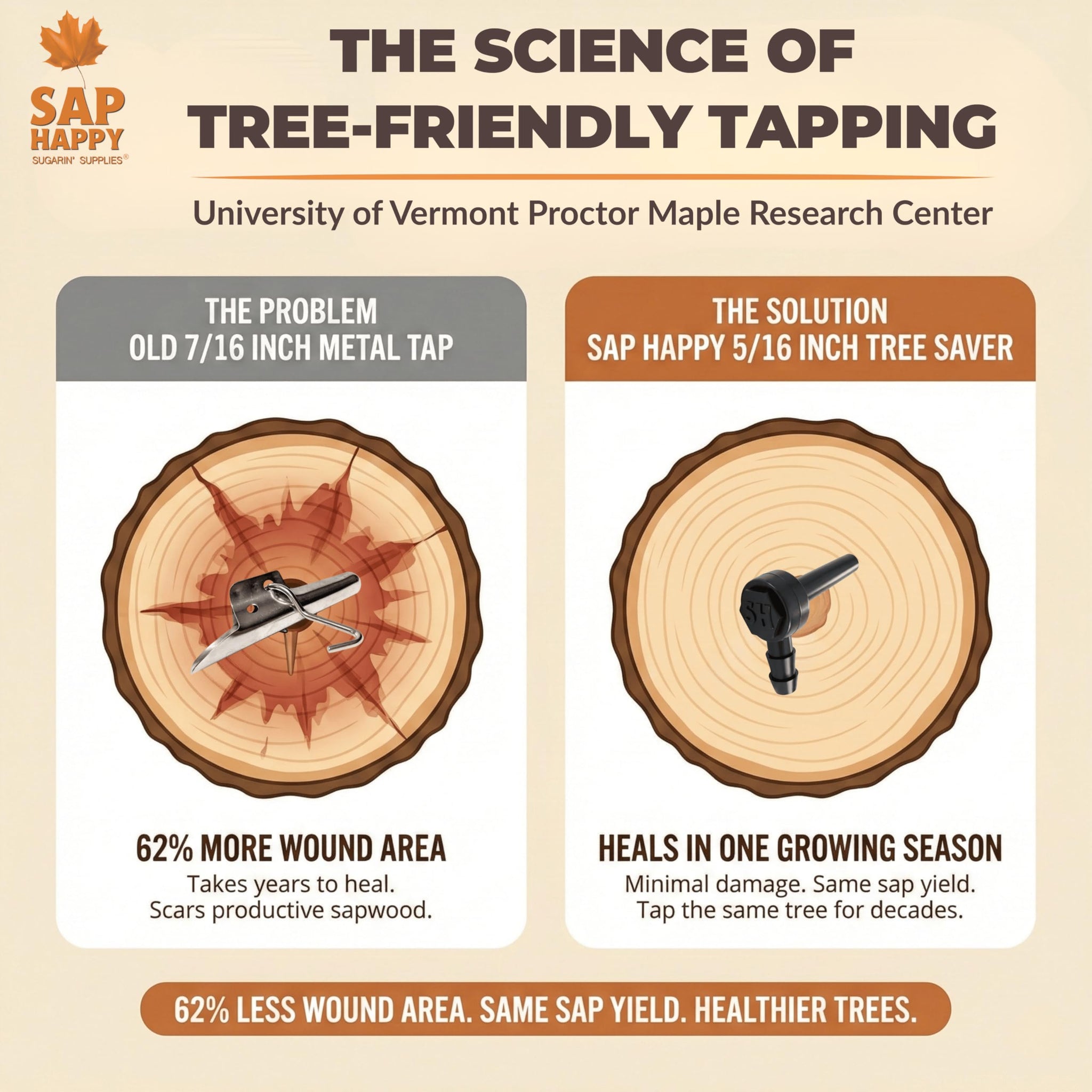 SAP HAPPY Maple Sap Spiles (10 Count) - 5/16” Tree Saver Taps for Maple Trees, Food-Grade Polymer with Friction-Fit Seal | Reusable Ecolo Tapping