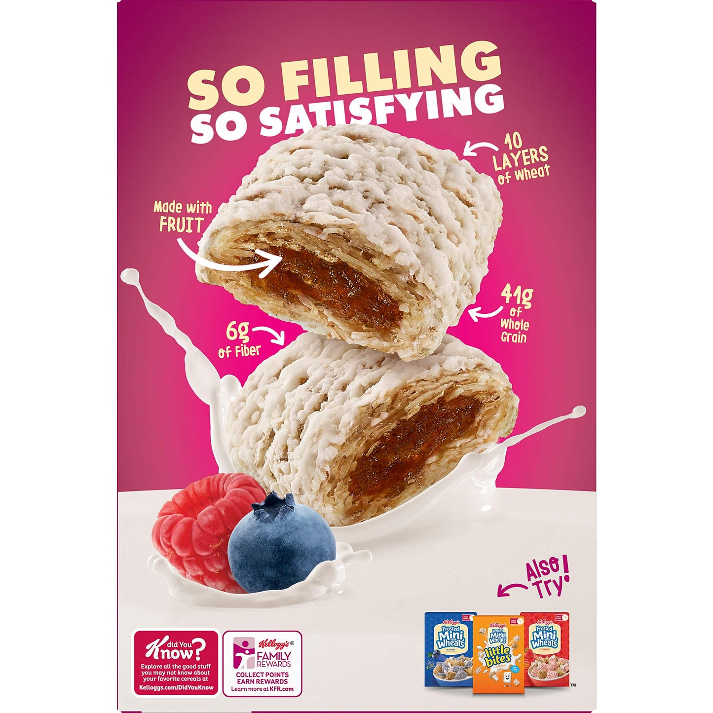 Kellogg's Frosted Mini-Wheats Filled, Breakfast Cereal, Mixed Berry, 16.5oz Box