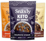 Snaxly - Keto Crunch Nut Granola Breakfast Cereal Variety Pack - 3g Net Carbs - Gluten & Grain Free - Low Carb Snacks & Food - No Added Sugar