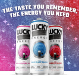 Lucky Energy Drink Strawberry Slush, Zero Calories, 200mg Caffeine, 12 Pack