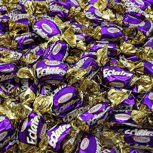 Turkish Soft Caramel with Chocolate Cream Filling - 1 lb Eclairs Candy, Individually Wrapped, Bulk Bag