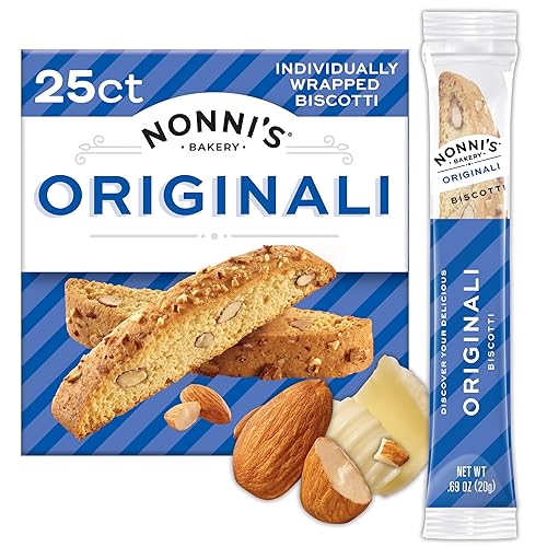Nonni's Originali Classic Almond Biscotti Cookies - Individually Wrapped Italian Coffee Snack, Crunchy Twice-Baked, 80 Cal Each, 17.25 oz Carton