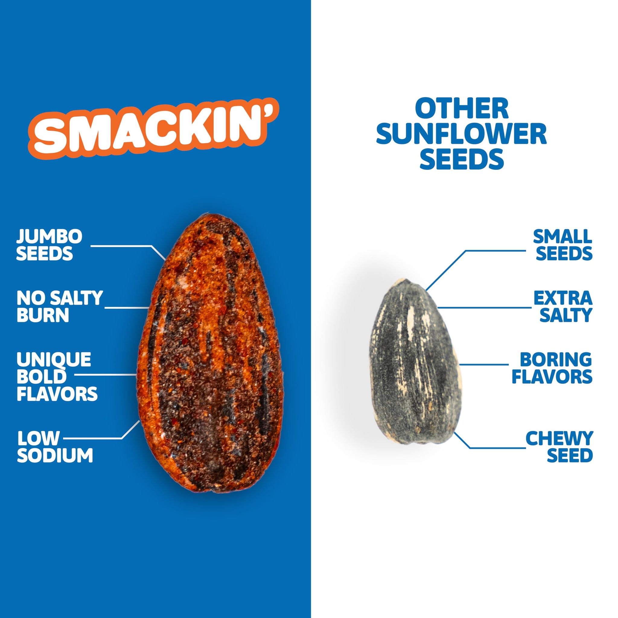 SMACKIN' Sunflower Seeds, Roasted Jumbo Small-Batch, American Made - Backyard BBQ. 1.5oz bags (36 Pack)