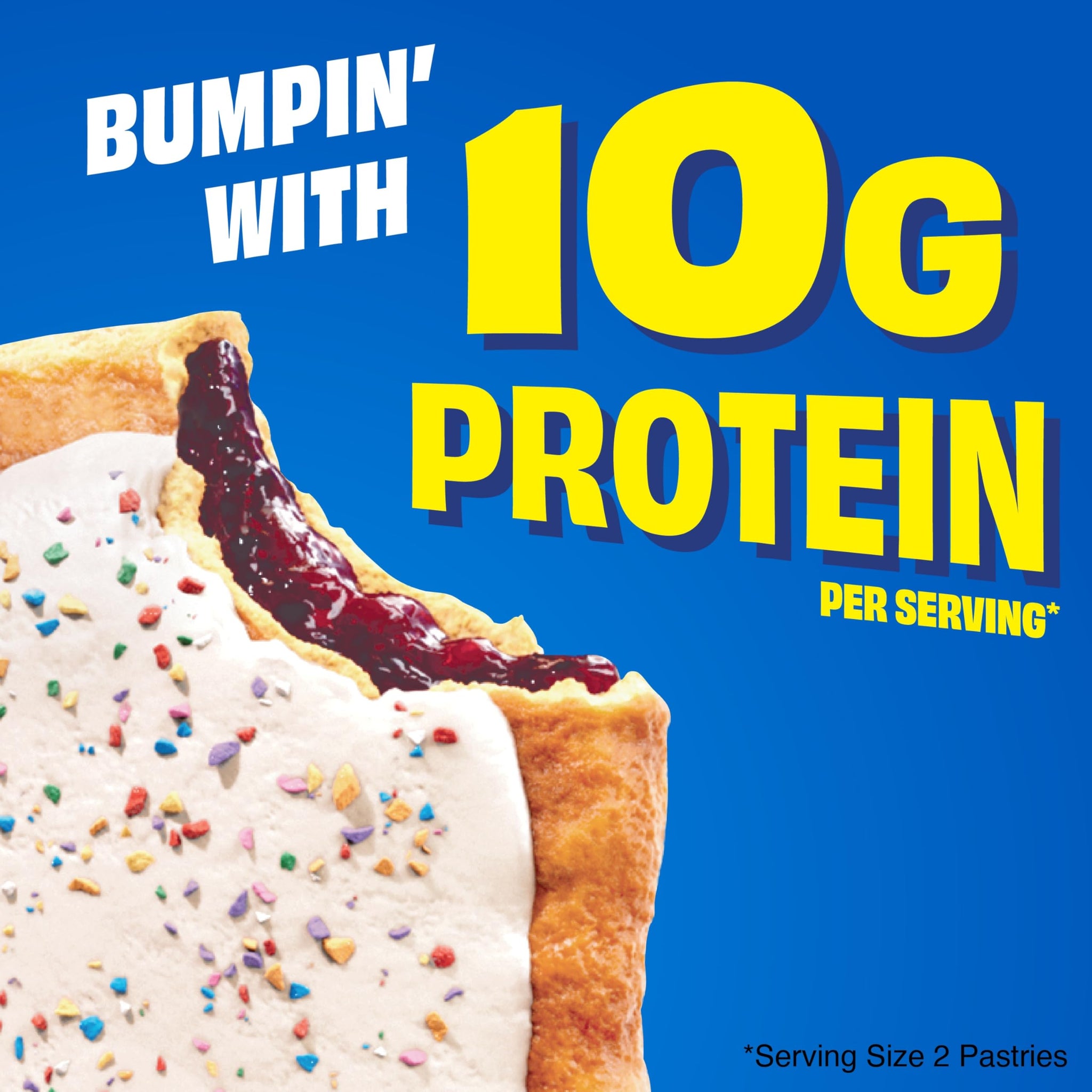 Pop-Tarts Protein Toaster Pastries, 10g Protein, Bumpin' Blueberry, 14.3oz Box (8 Pop-Tarts)