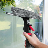 Libman 3-in-1 Window Squeegee Spray Tool - Spray Bottle with Microfiber Scrubber and Rubber Blade - All-in-One Glass Cleaner - Streak-Free Shine