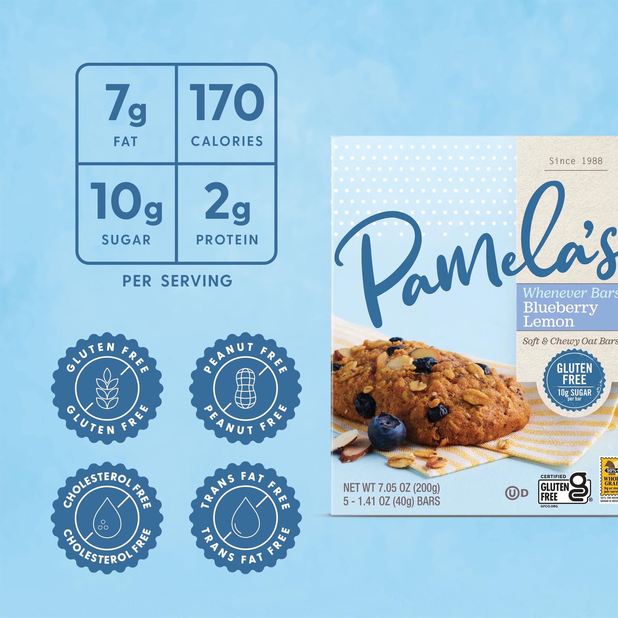 Pamela's Products Gluten Free Whenever Bars, Oat Chocolate Chip Coconut, 7.05 Oz, 5 Count, Pack of 6