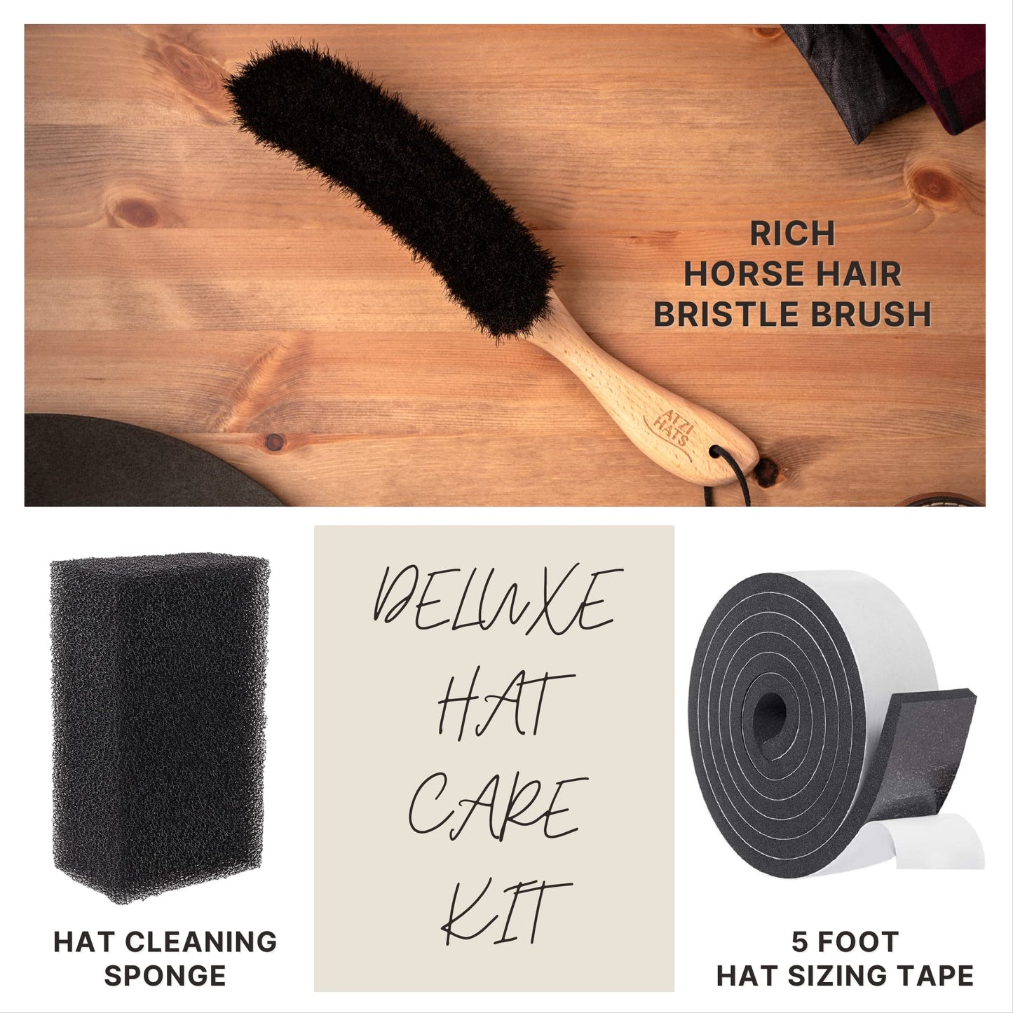 Care Kit Lint Remover Brush Clothing Brush Size Reducer Tape for Felt Hats, Fedoras, Baseball Caps & Western Cowboy Hats