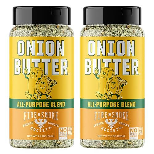 Fire & Smoke Society Onion Butter All Purpose Seasoning | BBQ Rubs for Smoking and Grilling | Steak, Grilled Chicken, Pork, Burgers | Onions, Green