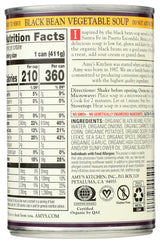 Amy's Organic Black Bean Vegetable Soup, 14.5 Ounce