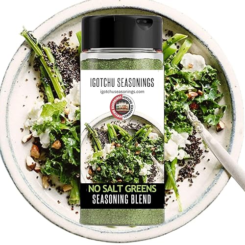 Igotchu Seasonings - No Salt Greens Seasoning, Salt-Free & Sodium-Free Southern-Style Seasoning Blend for Collard Greens, Turnip & Mustard Greens