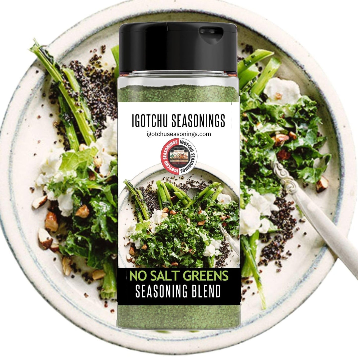 Igotchu Seasonings - No Salt Greens Seasoning, Salt-Free & Sodium-Free Southern-Style Seasoning Blend for Collard Greens, Turnip & Mustard Greens