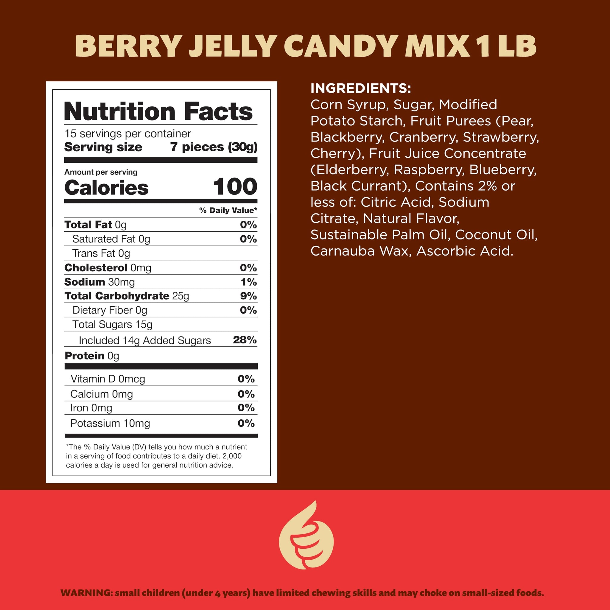Berry Jelly Candy Mix 1 Pound Bag | Vegan Gummies with Real Fruit Puree | Assorted Berry Flavors | Gelatin Free Plant Based Texture | No Artificial