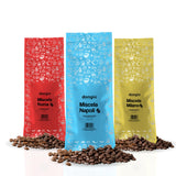 Dongiò Caffè Variety Pack whole bean coffee, 3 bags of 2.2 lbs - 100% blended and roasted in Italy (light, medium and dark roasts)
