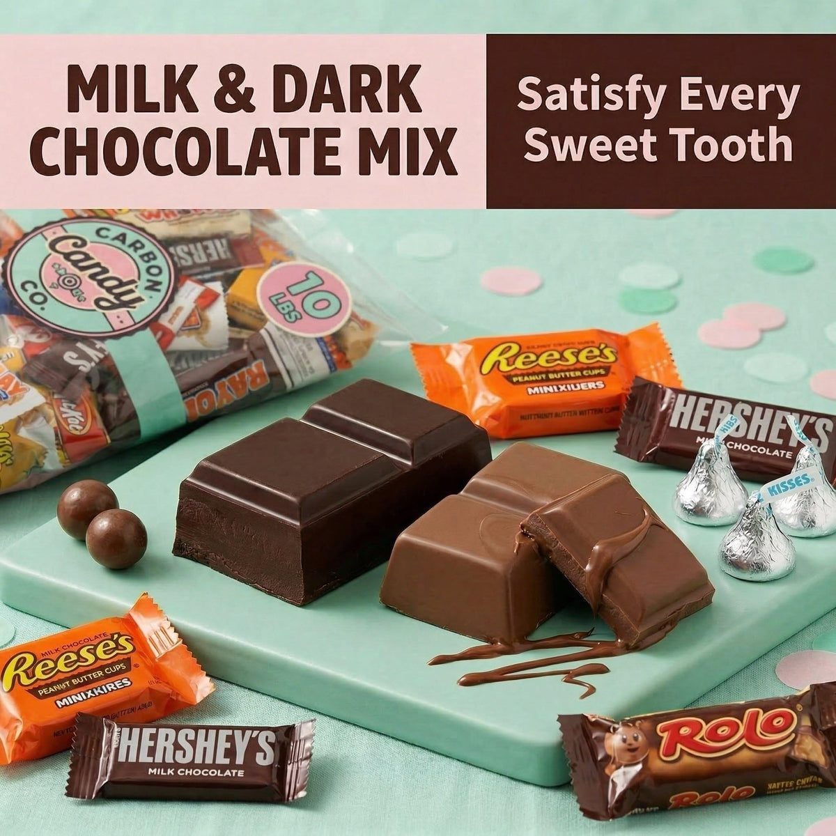 Chocolate Candy Variety Pack, 10 Lb - Mini Bars, Individually Wrapped