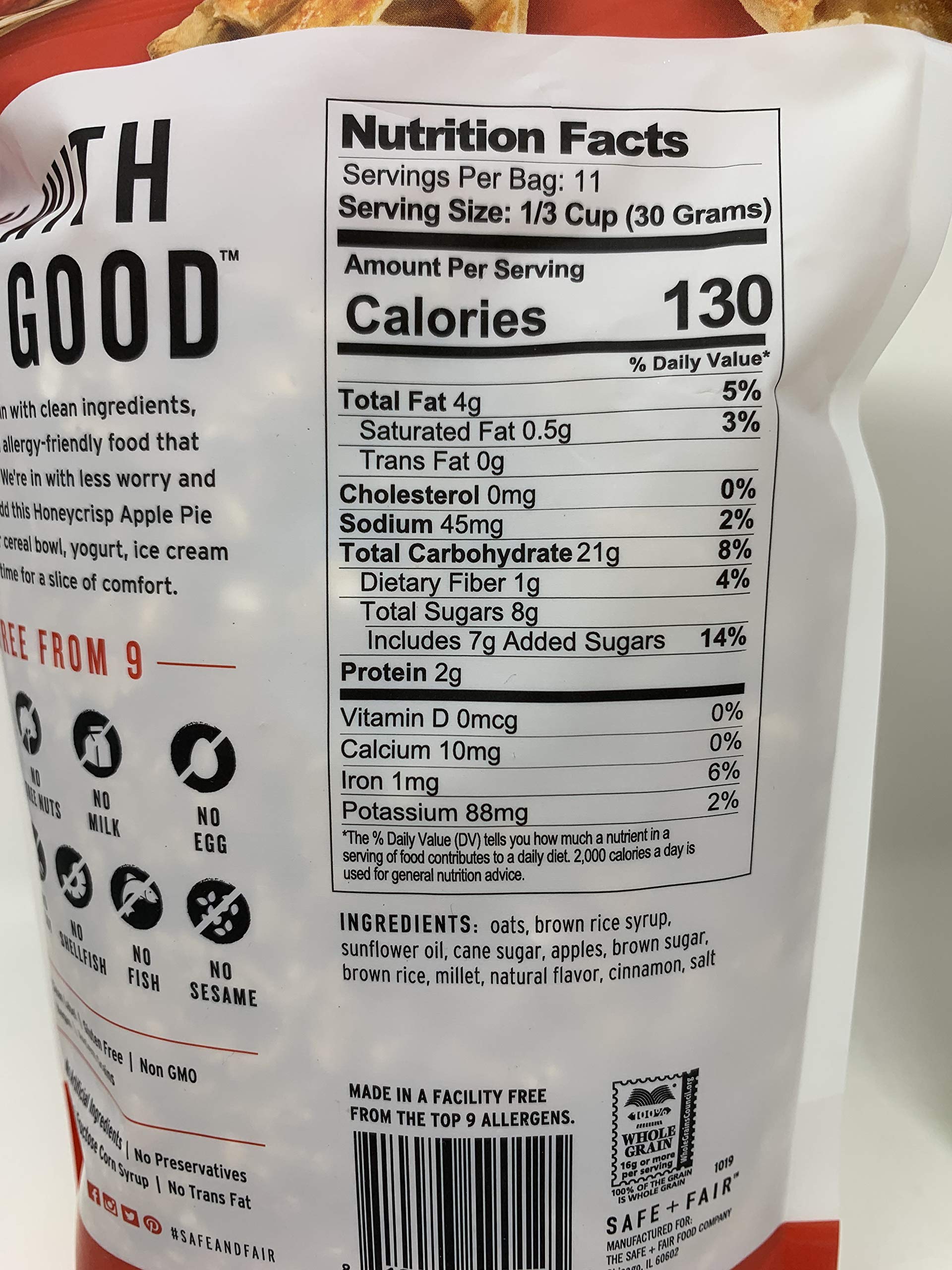 The Safe + Fair Food Company Granola-Birthday Cake, Honeycrisp Apple Pie, Key Lime Pie-12 Ounce Pouch-PACK OF 3 (Gluten-Free, Vegan, Non GMO)