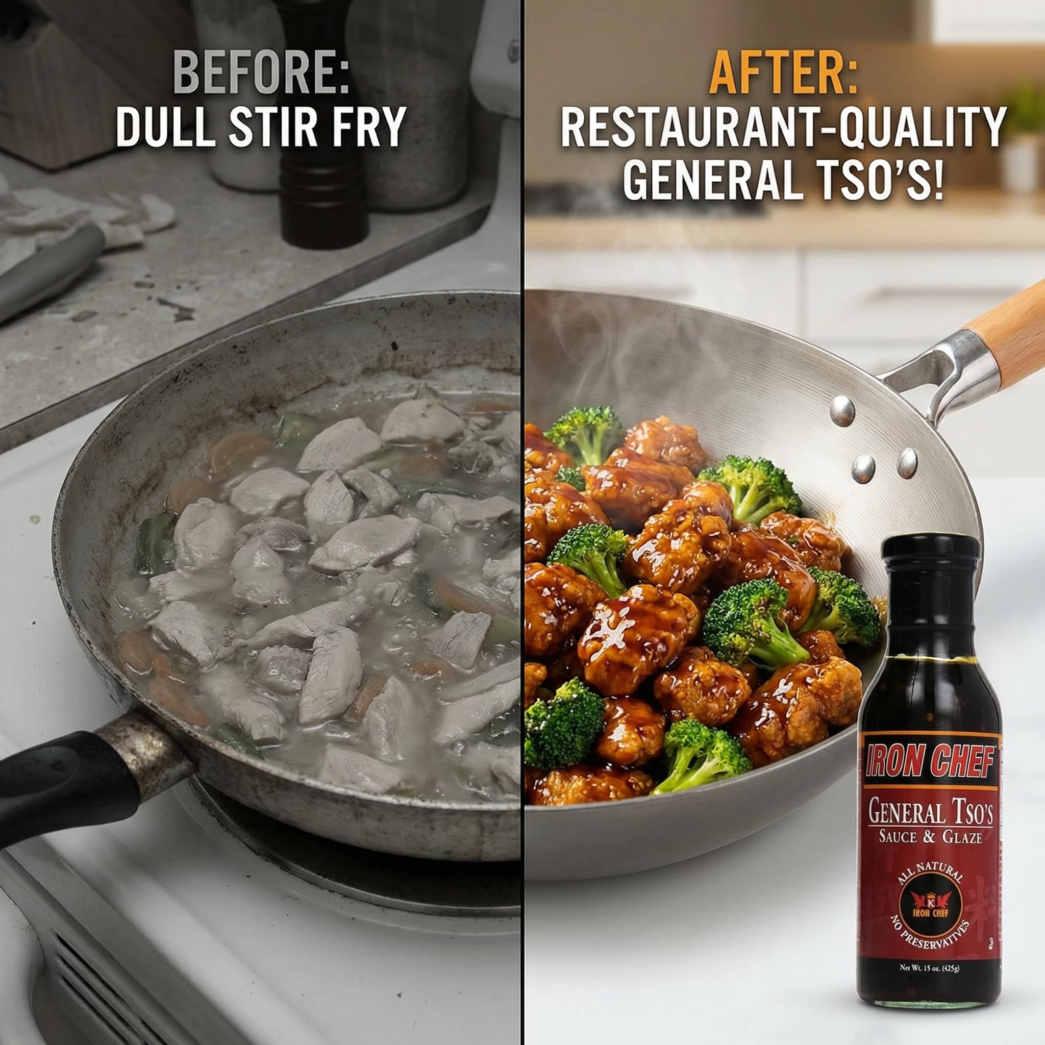 Iron Kitchen Sauce Glaze General Tso - 15 oz Bottles - General Tso Sauce for General Tso Chicken - Generals Hot Sauce Style Tso Products - Fried Rice