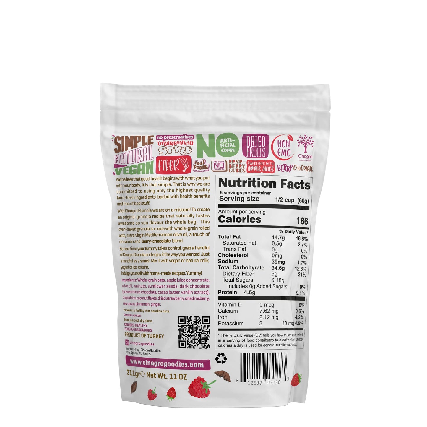 Cinagro Berry Chocolate Vegan Granola