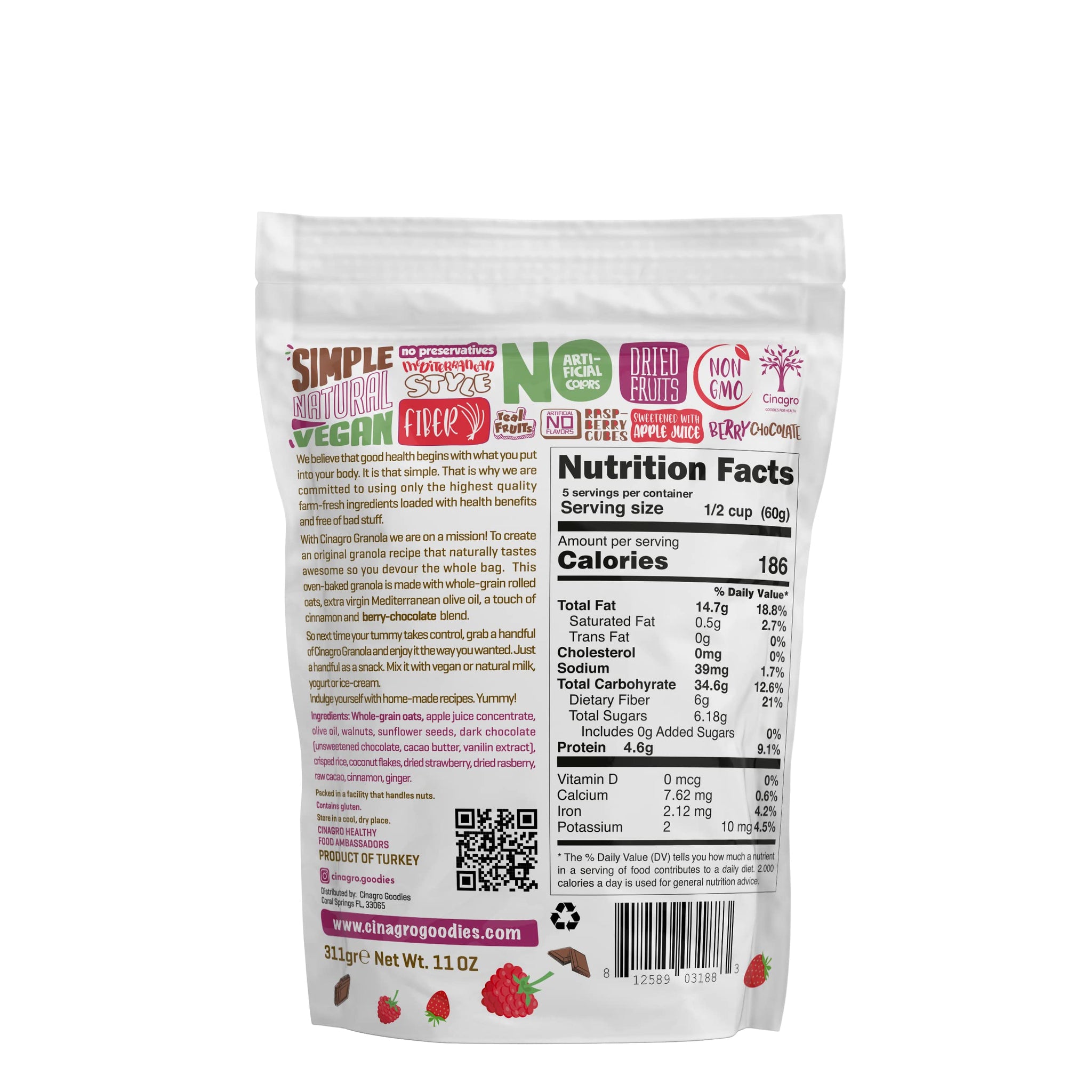 Cinagro Berry Chocolate Vegan Granola