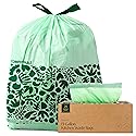 Cleanomic Compostable* Trash Bags with Drawstring (13 Gallon, 25 Units, Tall), BPI Certified For Kitchen Compost