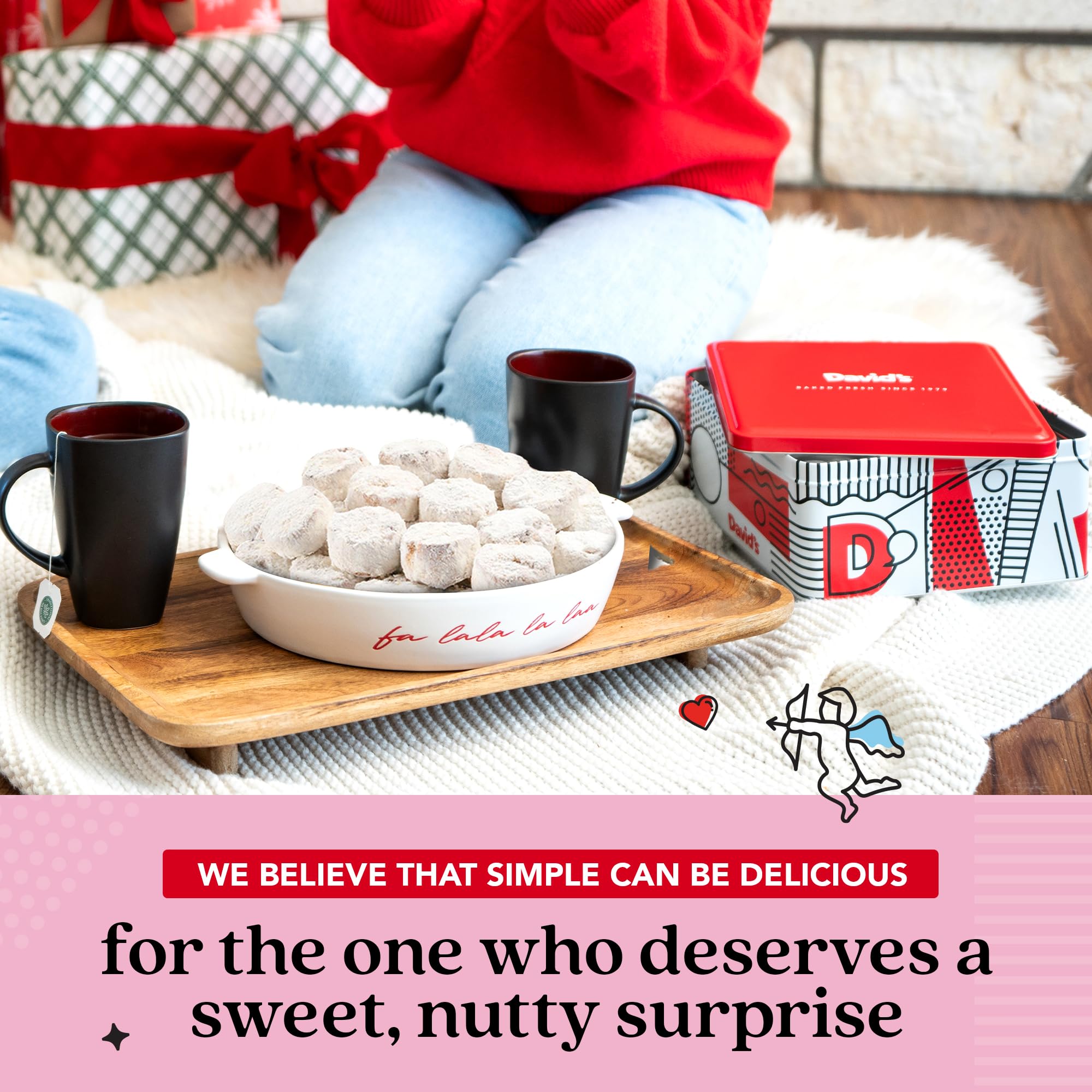 David’s Cookies Butter Pecan Meltaways Flavored Cookies With Crunchy Pecans In A Beautiful Love Tin Gift Box 2Lbs - Deliciously Soft & Melt In Your