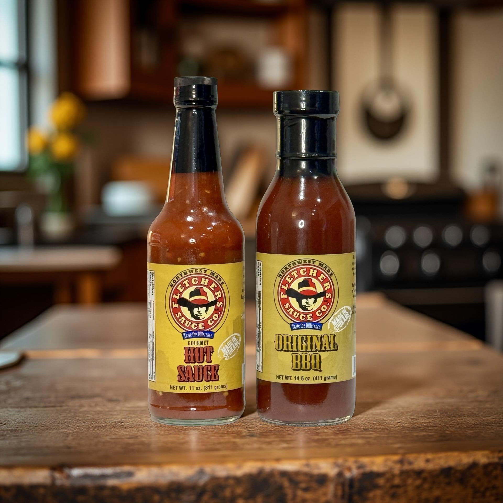 Fletcher’s Gourmet Hot Sauce and Original BBQ Sauce Combo Pack, Northwest Made in Spokane Small Batch Recipes, Bold Spicy Chili Sauce and Classic