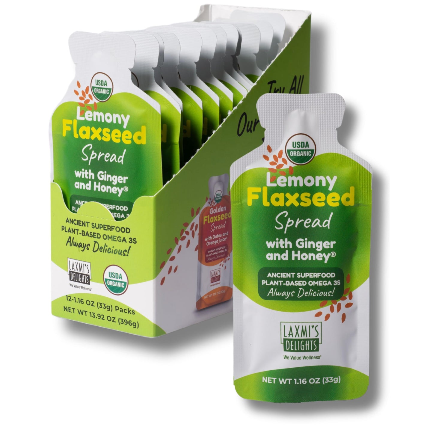 Laxmi’s Delights Lemony Flaxseed Dressing with Ginger and Honey - Spicy | Healthy Salad Dressing Packets, Organic, Vegetarian, Gluten Free, Dairy