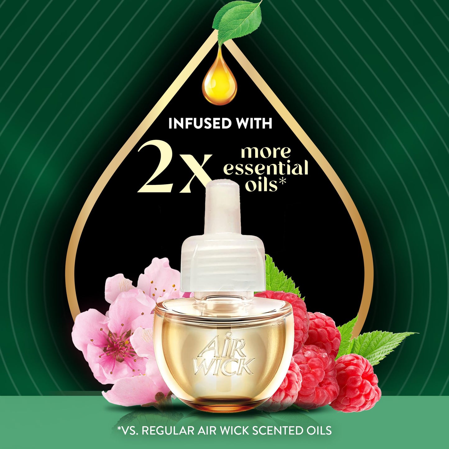 Air Wick Plug-In Scented Oil Refills, 4 Count, Cherry Blossom & Raspberry, Air Fresheners, Essential Oils