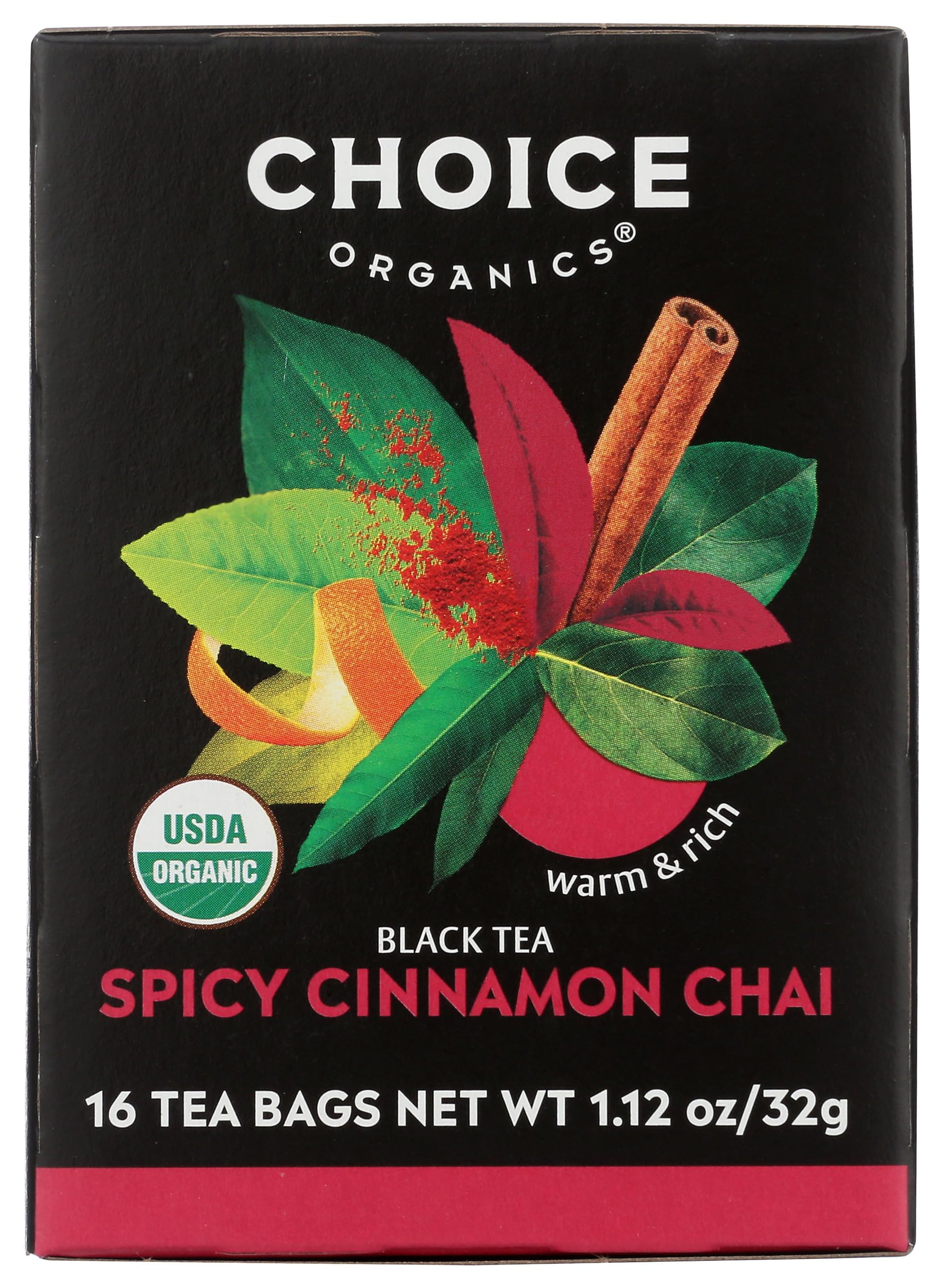Choice Organic Teas Organic Spicy Cinnamon Chai Black Tea, 16 CT