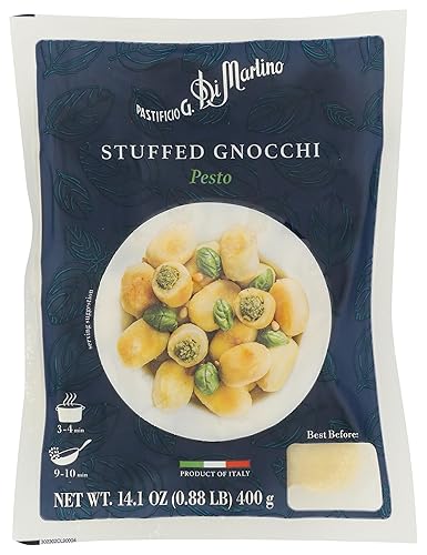 Pastificio Di Martino - Stuffed Gnocchi Pesto 16oz, 1 Pack, Authentic Italian Potato Gnocchi Filled with Spinach, Basil, Pecorino Romano & Ricotta