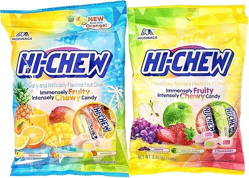 Assorted Chewy Fruit Candy Variety Pack - Two 3.5 oz Bags with Tropical and Original Fruit Flavors, Soft & Chewy Candy for Sharing