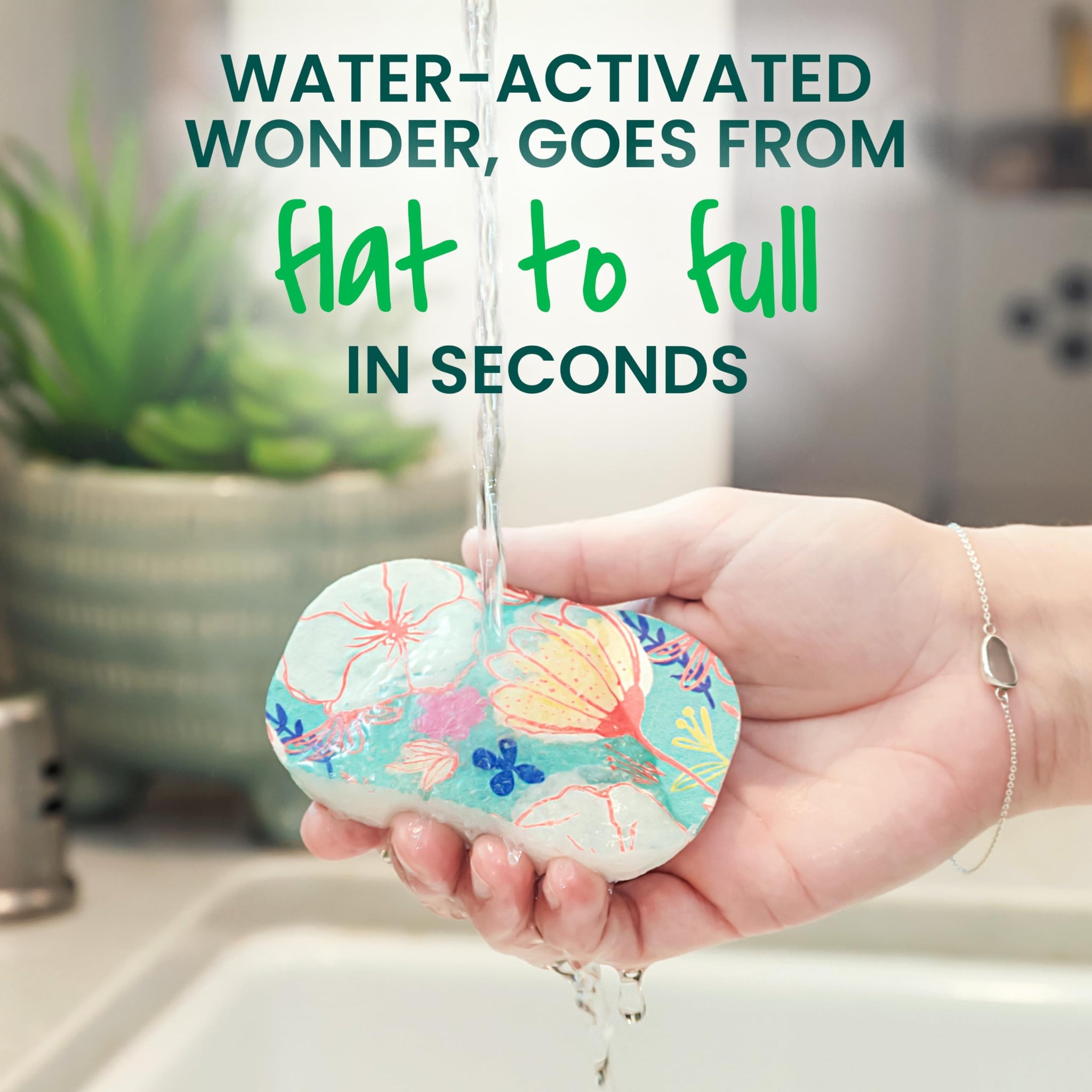 Scotch-Brite Pop Up Kitchen Sponges, Unique Compressed Kitchen Sponge for Cleaning Gently, Floral Pattern Dish Scrubber that Expands with Water, 3