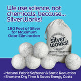 SilverWorks! Wool Dryer Balls Laundry Reusable - Odor Eliminating Dryer Laundry Balls with Silver Technology - Natural Fabric Softener and Static