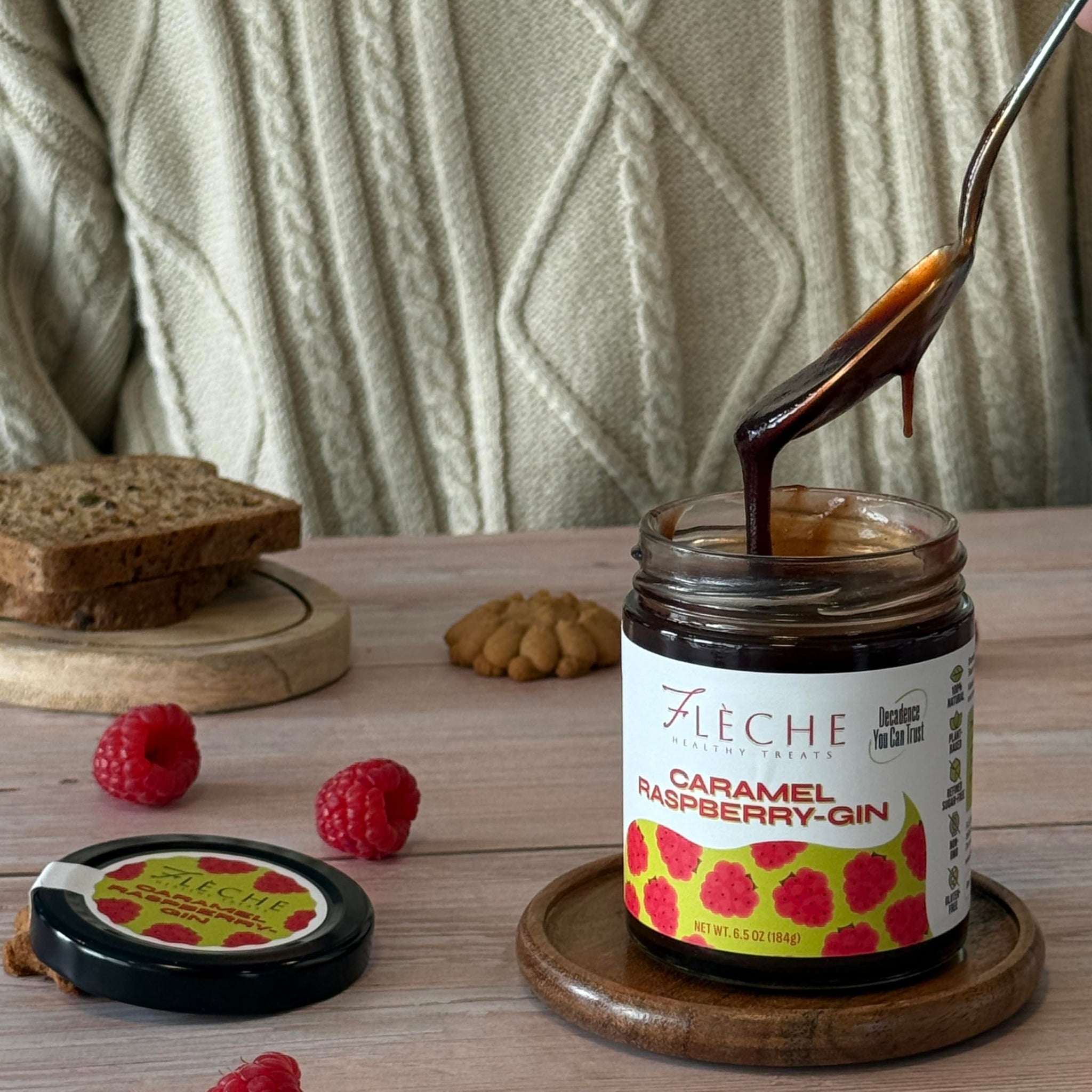 Flèche Raspberry Spread, Vegan Plant-Based, Refined Sugar-Free, Gluten-Free 6.5 oz (Two Jars, 13, Fl Oz)