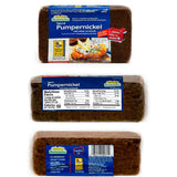 Mestemacher Natural High Fiber Bread 3 Flavor Variety Bundle: (1) Mestemacher Organic Three Grain Bread, (1) Mestemacher Pumpernickel Bread