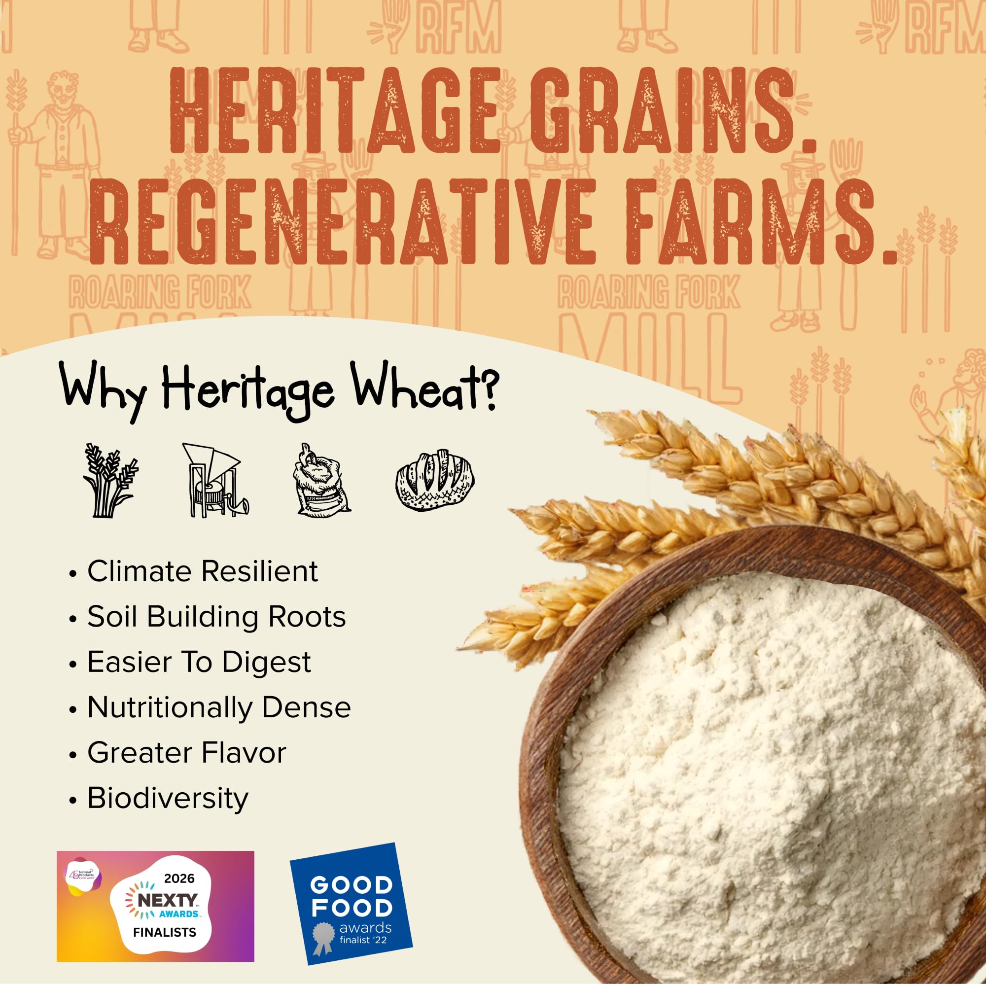 Roaring Fork Mill Stone-Milled All Purpose Flour from Colorado-Grown Organic & Regeneratively Grown Whole Grain Flour - Rich, Earthy Flavor