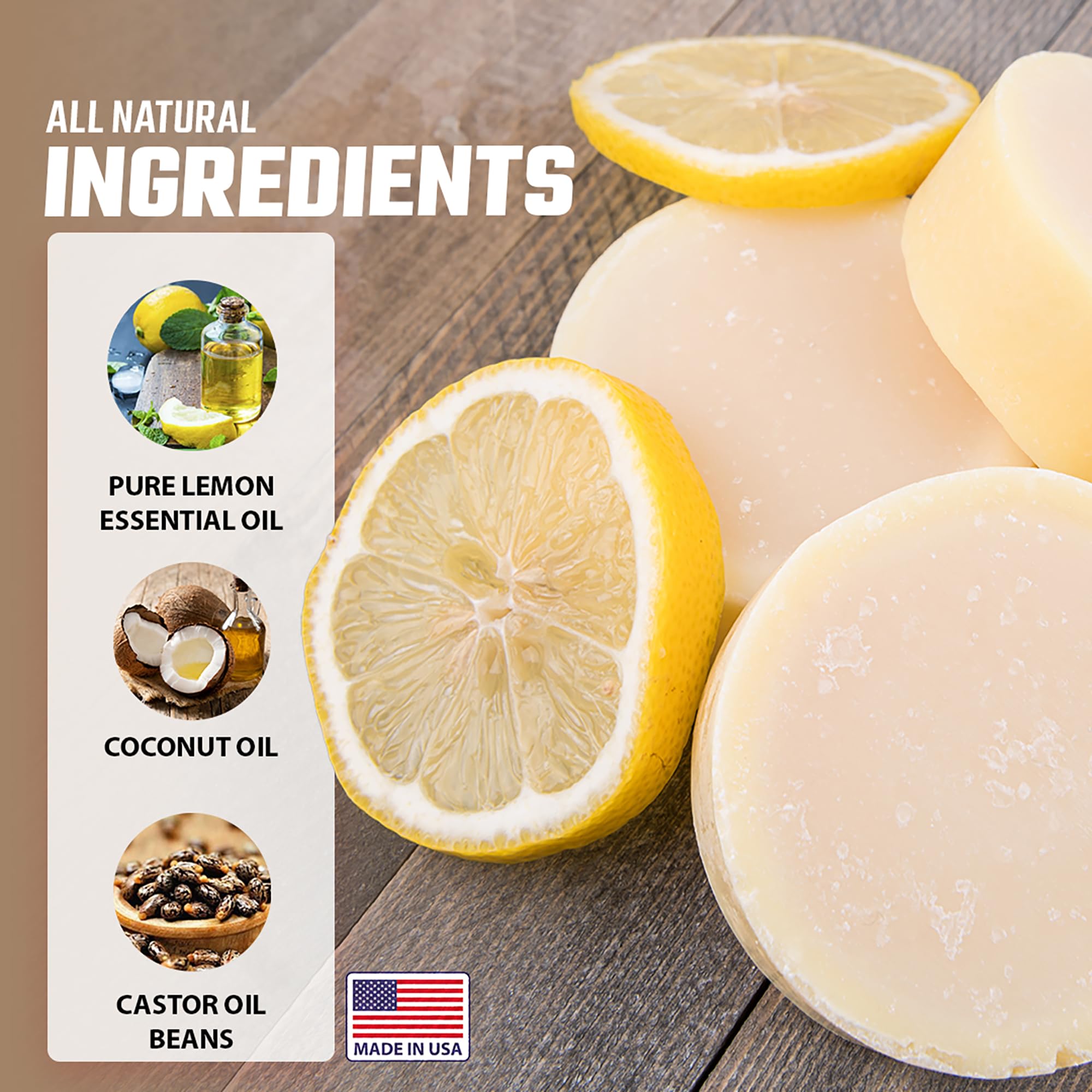 Old Town Soap Co. Lemon Dish Block Soap Bar - 3 Pack Natural Dish Soap Bar 4oz for Eco-Friendly Cleaning - Premium Dish Soap Block Alternative