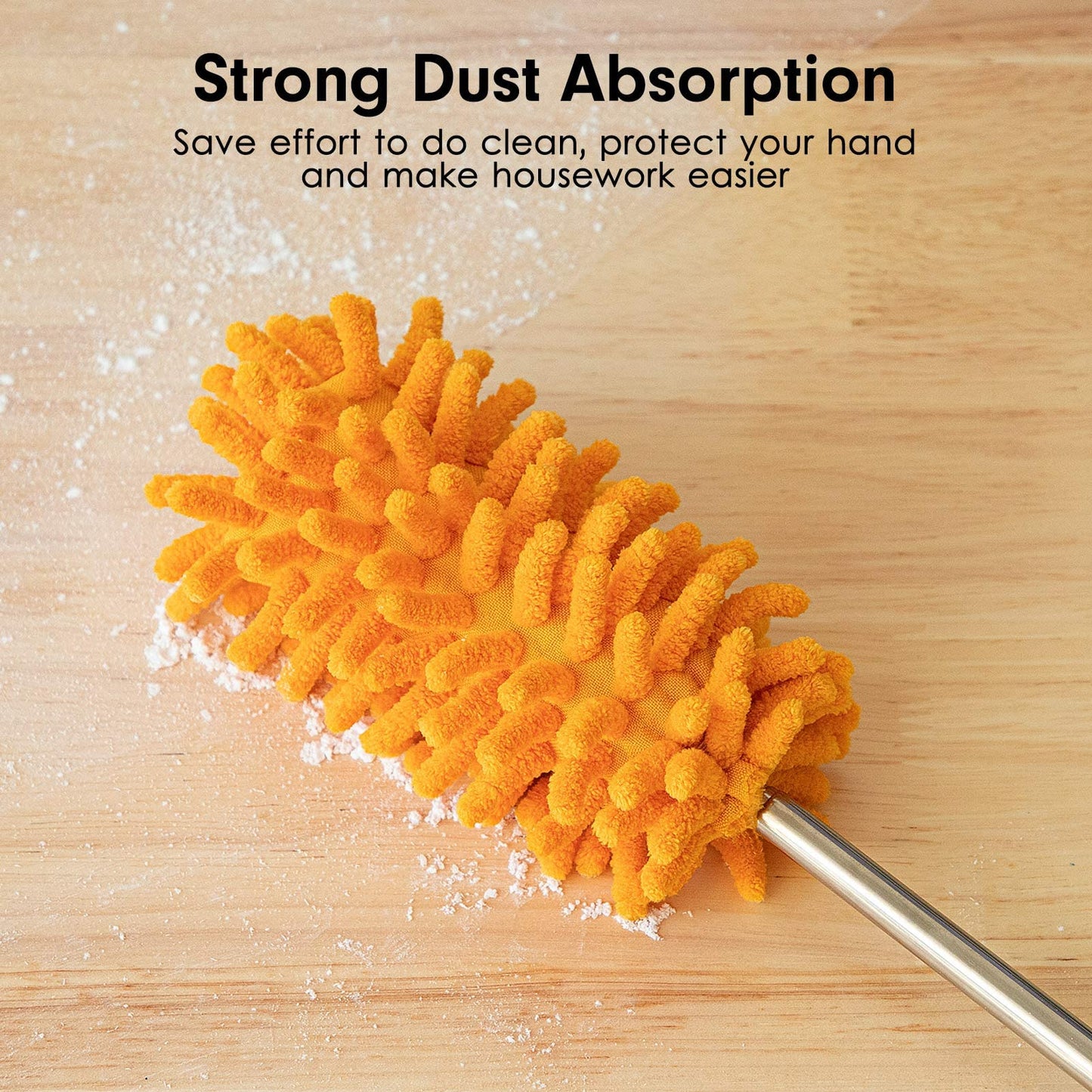 Microfiber Duster for Cleaning, Tukuos Hand Washable Dusters with 2pcs Replaceable Microfiber Head, Extendable Pole, Detachable Cleaning Supplies