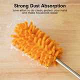 Microfiber Duster for Cleaning, Tukuos Hand Washable Dusters with 2pcs Replaceable Microfiber Head, Extendable Pole, Detachable Cleaning Supplies
