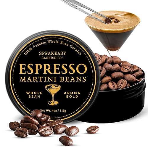 SPECIALTY ESPRESSO MARTINI COFFEE BEANS - 4OZ WHOLE BEAN GARNISH FOR COCKTAILS & MIXOLOGY, PREMIUM BARISTA-QUALITY ESPRESSO MARTINI TOPPING, COFFEE